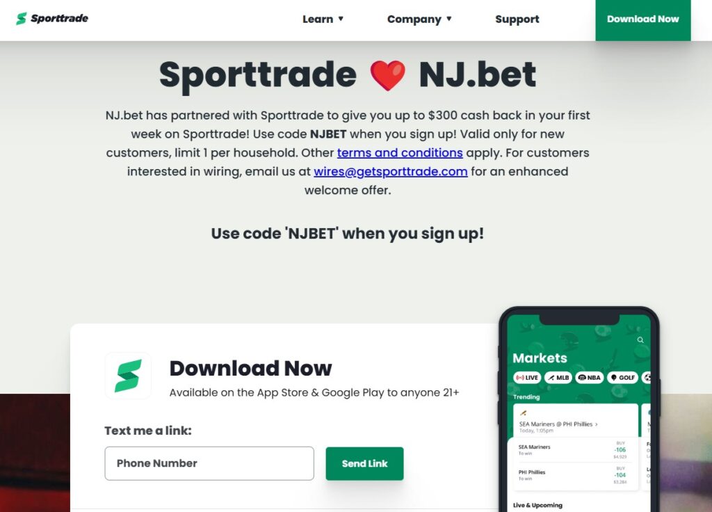 Sporttrade NJ Referral Promo Code - Get $300 bonus.