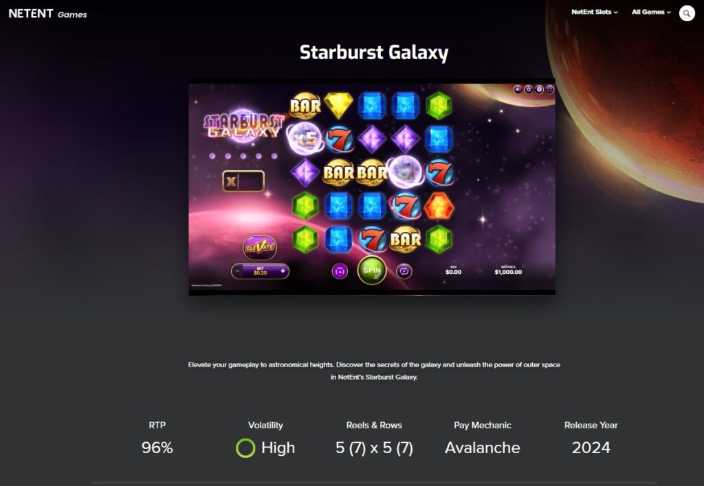 Starburst Galaxy new slots at Playstar NJ Casino