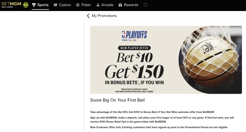 BetMGM NJ Sportsbook Promo Code Overview