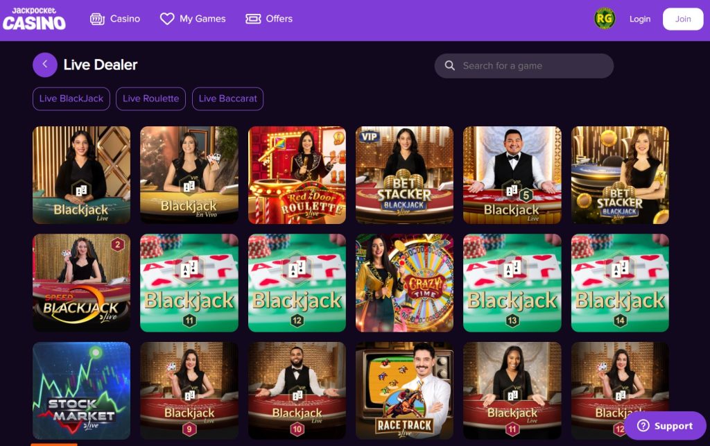 Jackpocket Live Dealer Games NJ